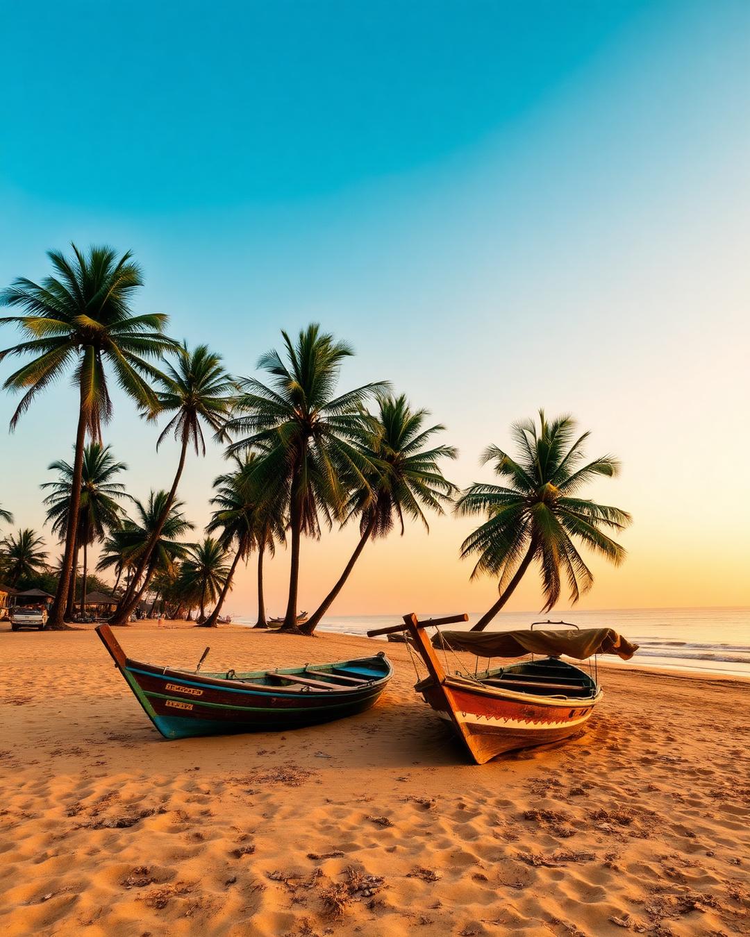 Fishing boats on a Goa beach